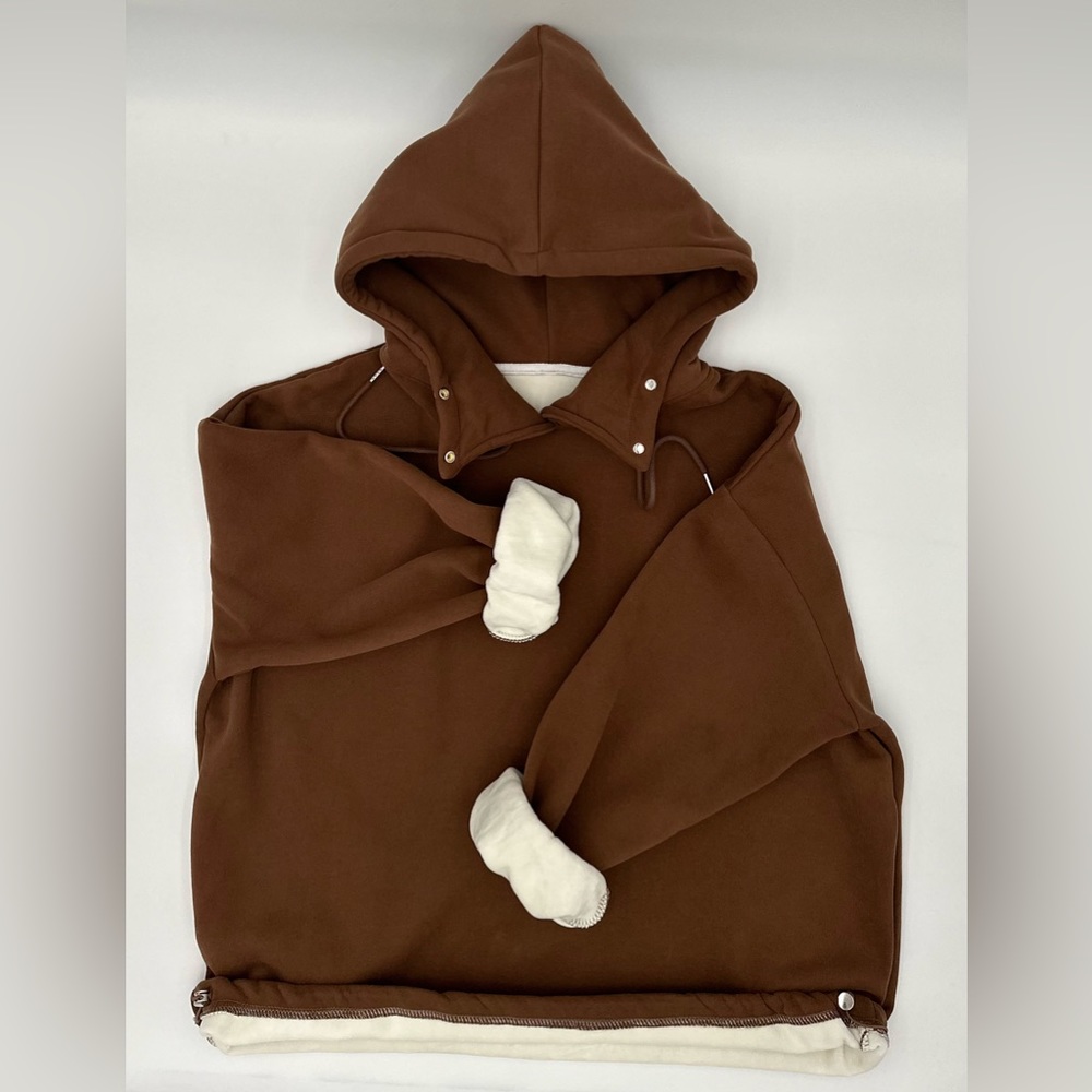 Solid Color Hoodie Bungee One Size Brown Valentine Day Gift Cute Kawaii